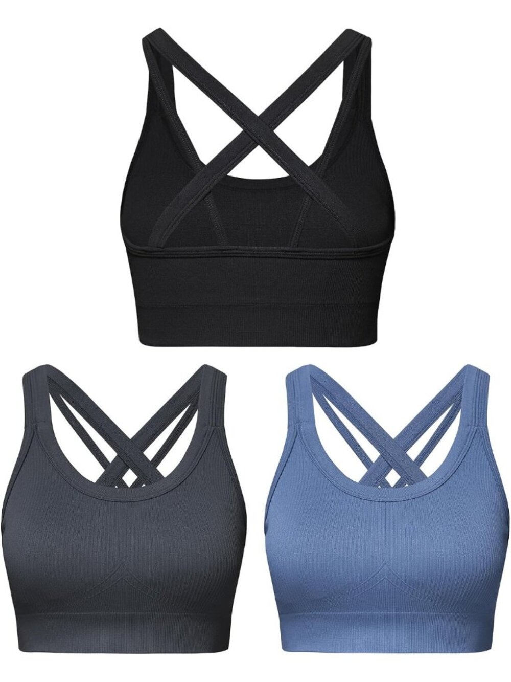 High Support Sports Bras for Women, Criss-Cross Back, Padded, Strappy, Large